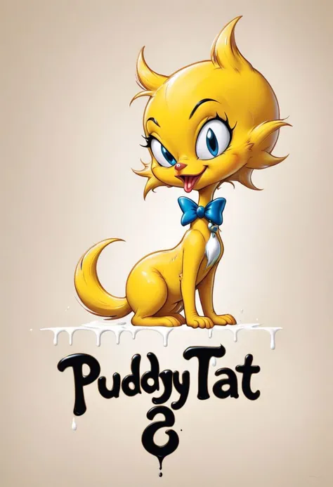 "i tawt i saw a puddy tat" text logo, upside down tweety from tweety an sylvester