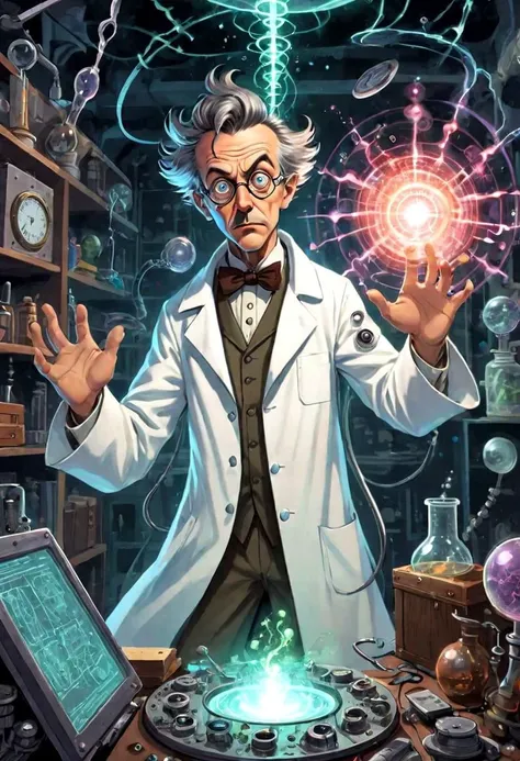 A time traveling mad scientist, hyper genius, has discovered secrets in other dimensions.
