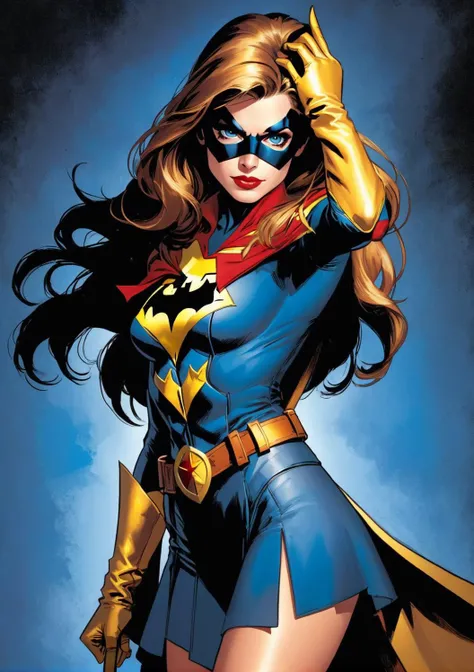 [batgirl| black canary|wonder woman|zatana|supergirl], heroic pose, cowboy shot, dc comic style, solo,