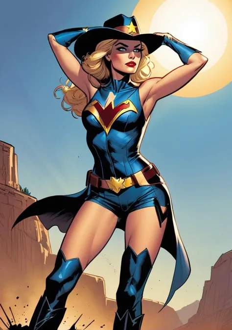 [batgirl| black canary|wonder woman|zatana|supergirl], heroic pose, cowboy shot, dc comic style, solo,