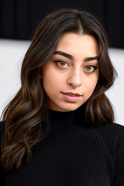 best quality (raw:1.1) portrait of (Slay34sM4rt1nz01:0.99), (wearing a simple black sweater:1.3), in front of a (plain black studio backdrop:1.2), headshot, photorealistic, high detail, detailed, <lora:add_detail:0.4>