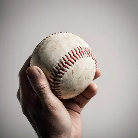 cinematic film still of  <lora:perfection style:0.9> wrinkles:1
A perfect photo of a hand holding a baseball ball on a white background, perfection style, shallow depth of field, vignette, highly detailed, high budget, bokeh, cinemascope, moody, epic, gorgeous, film grain, grainy