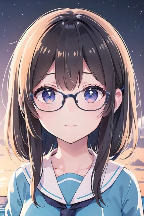 masterpiece, best quality,ultra detail,4k, <lora:GoodHands-vanilla:0.6>girl,sailor uniform comic strip,cartoon split,exceptional,storyboard,town,building,sunset,glasses,upper body,extremely detailed eyes and face,sharp focus,physically-based rendering,professional,flare, vibrant colors,color grading, atmospheric lighting <lora:Wandamoji:0.7>emoji,speech bubble,text,