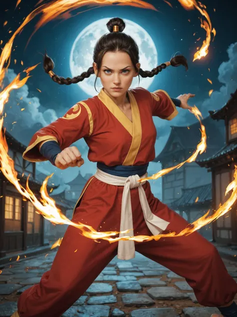 score_9, score_8_up,score_7_up, score_6_up, score_5_up, score_4_up, 1girl, Fire bender, sexy outfit, flames, sparks, dynamic, powerful, elemental, magic, intense, gaze, martial arts stance, energetic, mystical, sparks, swirling, orange, red, fierce, background, realistic