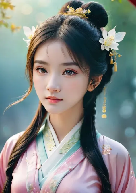 fantasyArt,1girl,looking at viewer,bokeh,hanfu