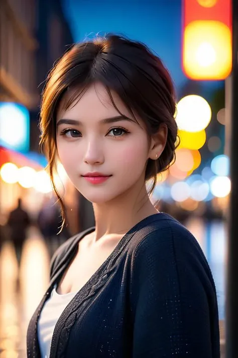 masterpiece,best quality,city,1girl,looking at viewer,bokeh,