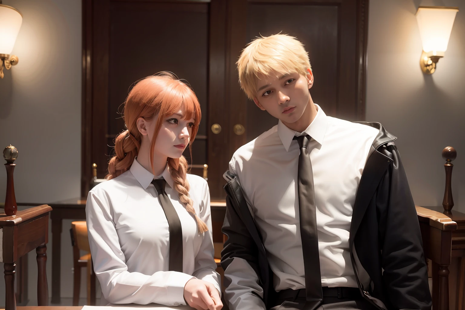 masterpiece, best quality,denjixmakima,makima,denji,