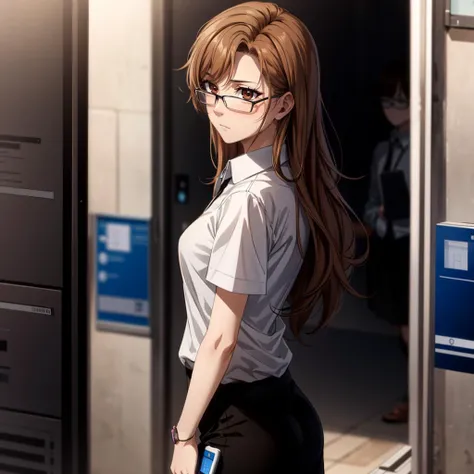 <lora:MoekaKiryu001:0.3>,<lora:add_detail:1>,<lora:boldline:-0.3>,<lora:noline:0.3>,
MoekaKiryu,1woman,solo,expressionless,
long hair,brown hair,brown eyes,
glasses,
white_shirt,Collared shirt,short sleeve,
black skirt,
(looking_at_flip_phone:1.3),flip_phone,