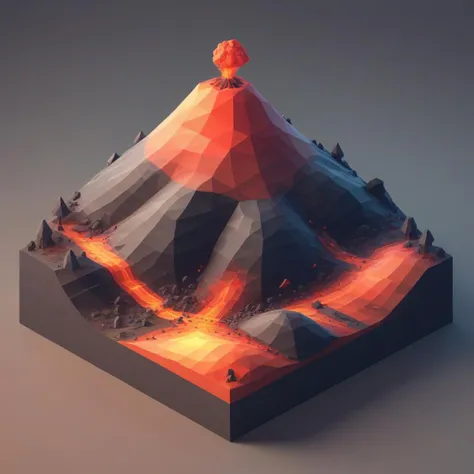 isometric, low poly, volcano, lava <lora:isometric_lowpoly_XL:0.7>