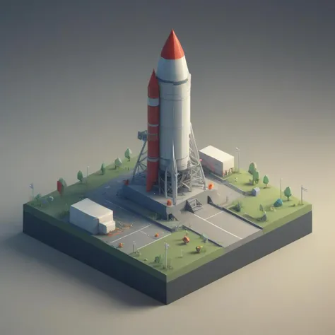isometric, low poly, rocket on the launch pad, <lora:isometric_lowpoly_XL:0.7>