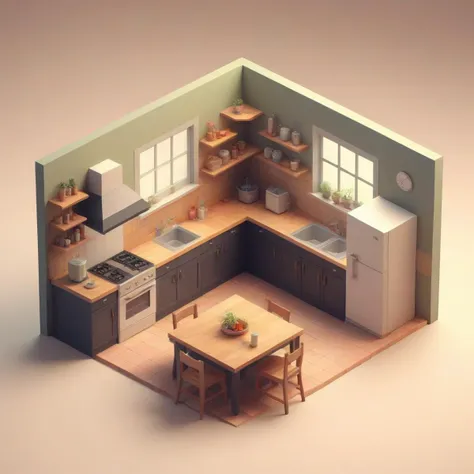 isometric, low poly, kitchen, <lora:isometric_lowpoly_XL:0.7>