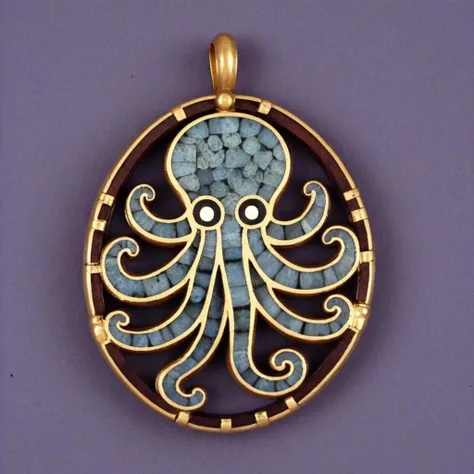 inlay octopus amulet <lora:Anglo-Saxon_Buckles_Clasps_and_Strap_Fittings_XL:1>