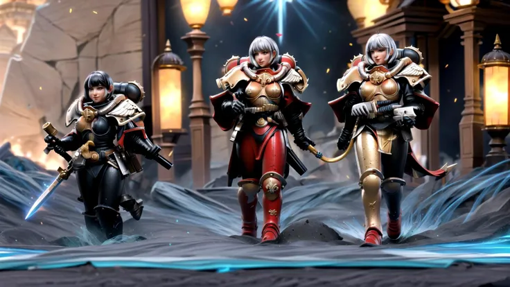 3girls, ((Adepta Sororitas, the Daughters of the Emperor)), bolter, flamer, chainsword, Girls Just Want to Have Fun, <lora:Adepta Sororitas MK1 by CARAXES:0.9> <lora:add_detail:0.7> <lora:3DMM_V12:1>, masterpiece, best quality, hyperrealistic, extremely detailed, highly quality, 4k, sharp focus, professional photograph, sharp focus, award winning, cinematic lighting, octane render, unreal engine, volumetrics dtx, Wallpaper,