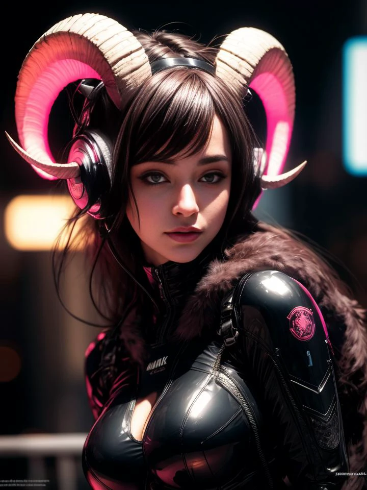 RAW, best quality, ultra-detailed, masterpiece, finely detail, high res, 8k wallpaper, best quality, highres, Photorealistic, nsfw, uncensored, (full body:1.2),
<lora:more_details:0.75>,<lora:LowRA:0.1>, kkw-ph1, OverallDetail,
<lora:Ariespunk:0.8> , ARSPUNK, futuristic, goat horns, helmet, pink neon, headphones, sci-fi bodysuit, erotic, sexual,
<lora:LavKeel:0.8>, dark hair, black latex