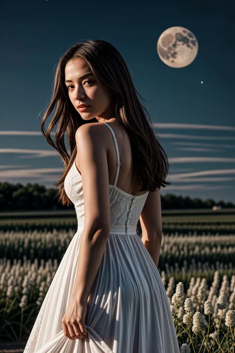 (masterpiece:1.21), (bestquality:1.21), (analog photo:1.2),((dynamic pose:1.2),(dynamic camera),fantasy style, On the moon full of Cyan flowers, an young woman with long lace dress, long hair,walking happily on the flowers moon, looking to camera, The background is the space background, and Earth, stars, and other planets can be seen flying ribbons,design, lighting, photography, cute, realistic, ultra realistic, real photography, photorealistic, Photo taken on a Mamiya ARZ67 with Portra 400 film, aperture 4, shutter speed 125, concept art,, (natural colors, correct white balance, color correction, dehaze,clarity), (composition centering, conceptual photography)),(midnight hour, high quality, film grain), (natural colors, correct white balance, color correction, dehaze,clarity), <lora:Detail Slider V2 By Stable :0.5> <lora:NOISEOFFSET_V2_BY_STABLE_YOGI:0.5>