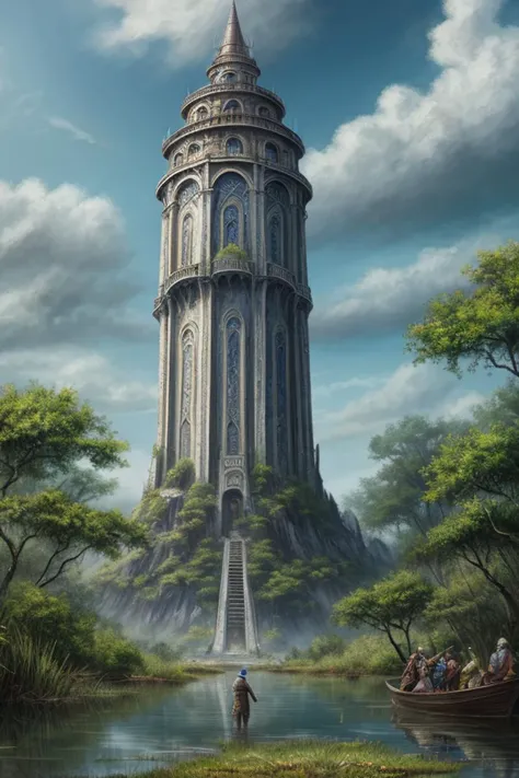 hd, 8k, masterpiece, award winning illustration of an old evil mage tower in a swamp, dungeons and dragons style, fantasy, group of adventurer outside the tower, heroic fantasy
<lora:DETAIL_SLIDER_BY_STABLE_YOGI:0.8>