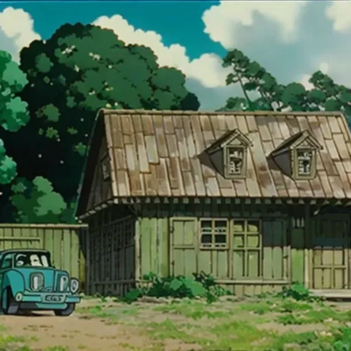 house in the woods studio_ghibli_anime_style style