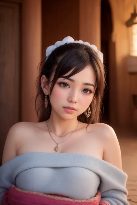 masterpiece, best quality, (photorealistic:1.8), unreal_engine, photograph, realistic_skin_texture, 1girl , (aegyo sal:1), cute, ((puffy eyes)), full body, Djellaba, Marrakech in Morocco