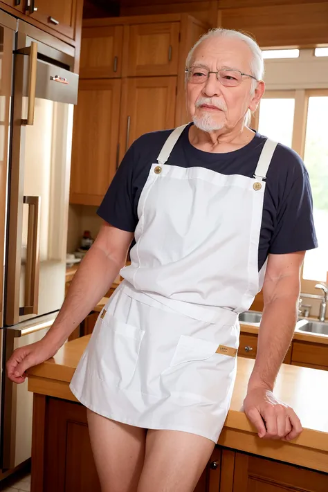masterpiece, best quality, photorealistic, <lora:MyDress-UpDarling:0.8>, grampa, white apron