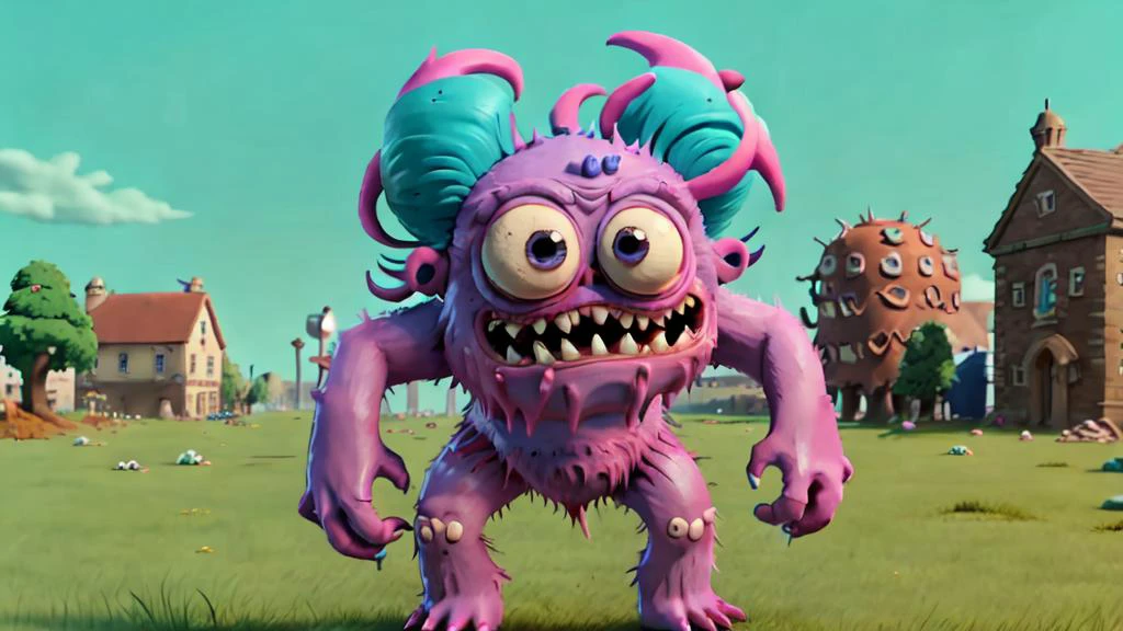 Hairy Giant Monster Destroying a town with its feet
claymation
80's anime style
<lora:funnyCreatures:1> fantz monster design