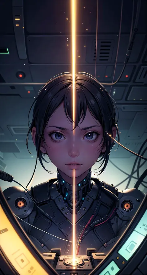 portrait512 Cyborg512 Tay512, electronics, motors, wires, buttons, lcd, abstract dream, space, intricate, grand scale, alone, cinematic film still, insane detail, sharp focus, depth of field, realistic lighting, (realistic perspective), complex, (multiple subjects), 4k HDR,