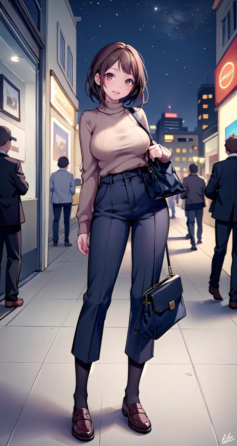 (masterpiece),(intricate details),1girl,pale skin,young girl,brown eyes,Under Cut,,laughing,huge breasts:1.5
BREAK
Theaters, art galleries, concert halls
, Dressy or semi-formal attire
, Attending plays, exhibitions, concerts, appreciating art and culture
Sweater
,Wide-leg Trousers
,Knee-high Socks
,Loafers
,Tote Bag
,Sweater - Madewell, Trousers - Everlane, Socks - Free People, Shoes - Gucci, Bag - Longchamp
night,AI programmer, Machine learning algorithms, neural networks, programming languages, AI frameworks, intelligent systems.,pantyhose,crowd:1.1,depth of field,looking at viewer,random pose,((standing)),((upper body)),