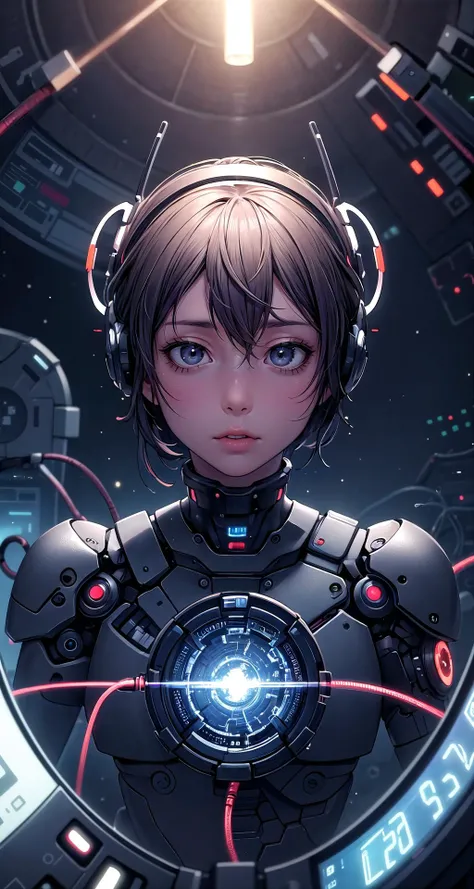 portrait512 Cyborg512 Tay512, electronics, motors, wires, buttons, lcd, abstract dream, space, intricate, grand scale, alone, cinematic film still, insane detail, sharp focus, depth of field, realistic lighting, (realistic perspective), complex, (multiple subjects), 4k HDR,