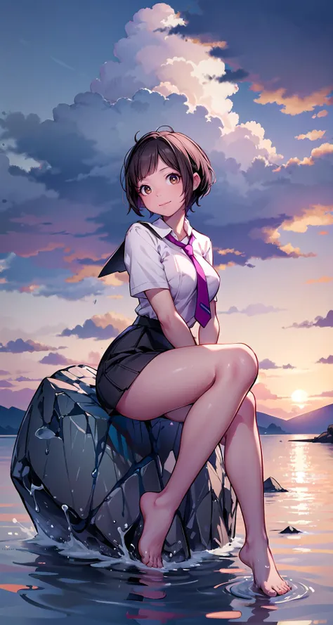 (masterpiece),(intricate details),1girl,mature female,brown eyes,Textured pixie cut, ,huge breasts
BREAK
school uniform,necktie,pencil skirt,barefoot,depth of field,looking at viewer,random view,((sit on the , Natural_rock_formations_shaped_by_wind_or_water,)),((full body)),smirk
BREAK
sunset,windy,ice cream shop,((cumulonimbus)),from above:1.4