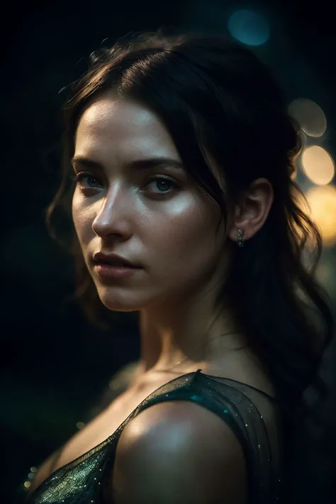 (close shot:1.1) on a fairy , at night , cinematic lighting, David Park, lights, facing the viewer,, (realistic, epic character composition, by ilya kuvshinov, alessio albi, nina masic, sharp focus, natural lighting, subsurface scattering, f2, 35mm, film grain, artistic photography, beautiful, masterpiece, hyperdetailed)
