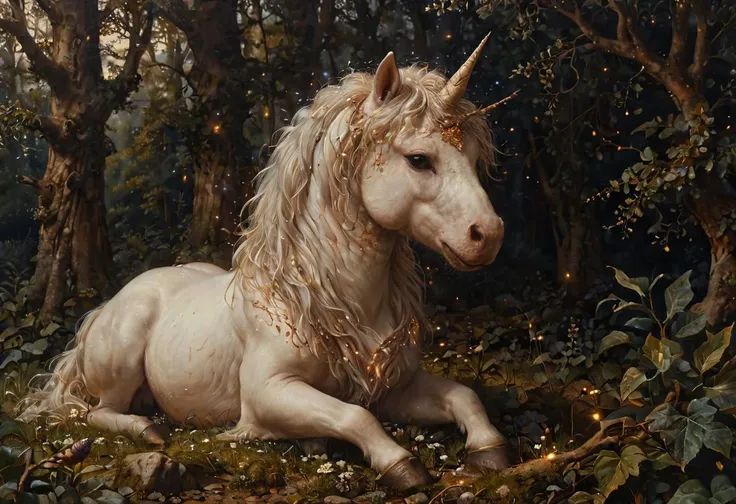 a cute magical unicorn with radiant grace in an enchanted wonderland, beautiful whimsical fantasy art concept, detailed background, glowing particles, intricate details, ultra sharp, <lora:The_Classic:0.8>
