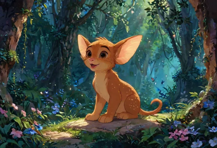 j cartoon, a cute magical sphinx with riddling voice in an enchanted wonderland, beautiful whimsical fantasy art concept, detailed background, glowing particles, intricate details, ultra sharp,<lora:J_cartoon:0.8>