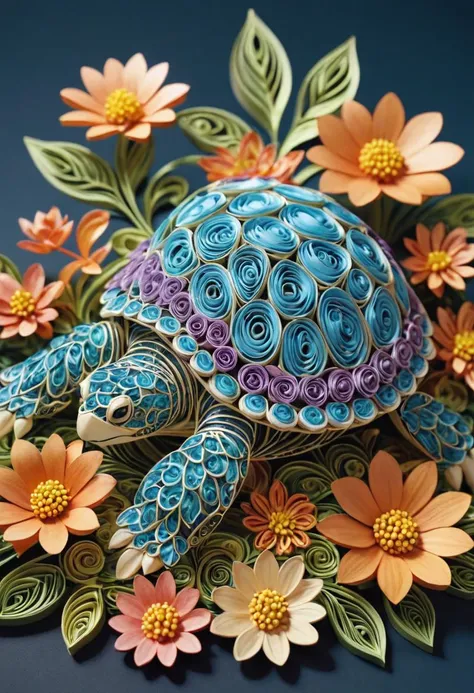Positive prompt:
paper quilling art of ,art of an award-winning photo of a turtle laying in flowers looking over his shoulder:1.5, hyperrealistic, natural habitat, beautiful flowers, Intricate, delicate, curling, rolling, shaping, coiling, loops, 3D, dimensional, ornamental
. intricate, delicate, curling, rolling, shaping, coiling, loops, 3D, dimensional, ornamental