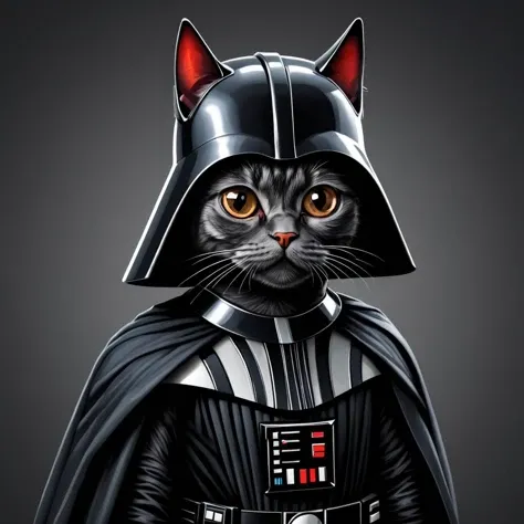 anthropomorphic cat as darth vader