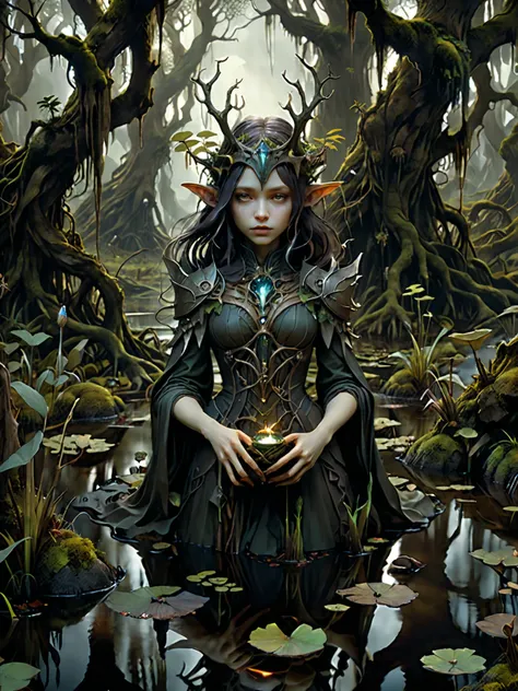 a close up of a woman in a forest with a tree, hyperrealistic luis royo, in style of luis royo, stunning 3d render of a fairy, luis royo and greg rutkowski, nekro iii, nekro xiii, stefan gesell, greg rutkowski and luis royo, hyperrealistic photo luis royo, biomechanical gaia --auto --s2