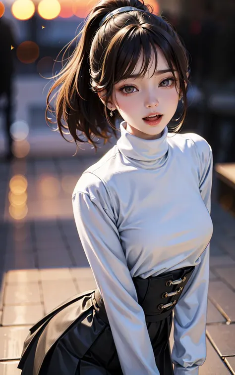 // Pose
Show from the hips to the shoulders,
When viewed from the front, the composition is symmetrical,
standing,
// Style
breasts, black shirt, beautiful detailed skin, (cute:1.2), (black hair), ((jpop idol)), (depth of field),soft light, Lens Glow,
// Features
looking at viewer,
gyaru,
(Drooping eyes:1.2),
straight teeth,smile,
floating hair, (brown hair:1.2),
brown eyes,
(narrow eyes:1.2),
// Character
movie scene, cinematic, full colors, 4k, 8k, 16k, RAW photo, masterpiece, professionally color graded, professional photography,
high school girl, hair up, consider,(blush,open mouth)1.3,soft clean focus, realistic lighting and shading, (an extremely delicate and beautiful art)1.3, elegant,active angle,dynamism pose,
// Quality
RAW photo, portrait, best quality, high res,
(1girl:1.3), (black hair:1.3), perfect hand, realistic face body, clear sky,
// Features
Japanese style costume girl,
// Background
(super detailed background, detail background: 1.3), bokeh, depth of field,
// Fashion
BREAK
portrait of a tall very busty beautiful women wearing skin tight full lacy net kurta shalwar ,perfect face,perfect eyes,studio photo,HD makeup,shimmery makeup,celebrity makeup,(( centered image)), Studio portrait,
long (waist-length:1.2) windblown hair, masterpiece, best quality, highres, 1girl, Korean German, looking at viewer:1.3, (smile:0.6), savannah, wearing ((skin tight turtleneck sweater and pleated skirt)), upper body shot, ,realistic, busty, sagging breasts:1.37, (small breasts:1.25), cute look, cute emotion, perfect human anatomy, cute smile, sunset, sunset, arms behind back, (leaning forward:1.3),blurry_light_background,
// RoLA
<lora:BlurryLight_v1:0.5>