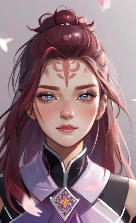 1girl,  <lora:Dota2AntimageWei:0.8>,  long hair, close up, eye contact, high detailed, red blush on cheeks, Antimage_Wei, 1girl, single_thighhigh, cherry_blossoms, falling_petals, long_hair, petals, solo, (detailed eyes:1.2), portrait, ((intricate details)), hdr, ((intricate details, hyperdetailed)), masterpiece, best quality, intricate, detailed