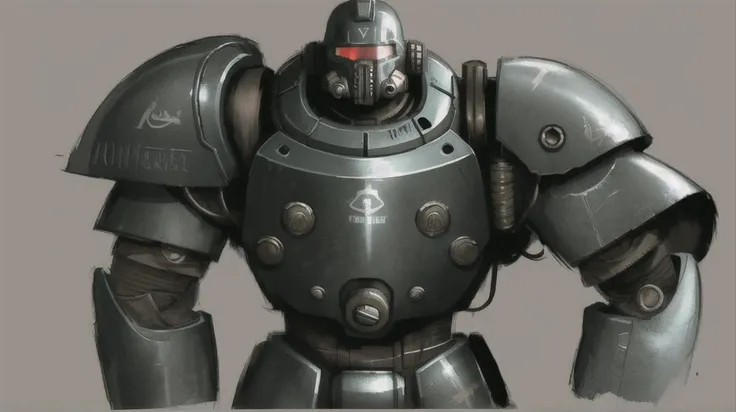 masterpiece, best quality, fallout 3, enclave, power armor, concept art, (concept art:1.1), (sketch:1.2), drawn by Adam Adamowicz