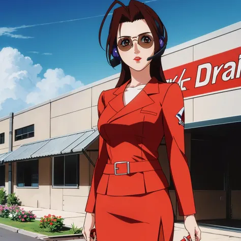 masterpiece,high quality,solo,outdoors,circuit,grand prix,
<lora:KyokoAoi001:0.7>,
KyokoAoi,1woman,
long hair,brown hair,eyelashes,brown eyes,lipstick,
headset,sunglasses,
skirt suit,red jacket,belt,
red pencil skirt,
pantyhose,