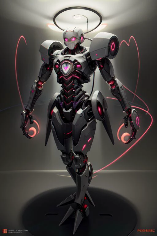 best quality, masterpiece, highres, high resolution,
1other, full body, solo,
weighted companion cube, cute, heart symbol,
phyrexian, cyborg, biomechanical, 
(arm cannon, cable muscles, spikes, tesla coils, tubes, beakers in body:0.9),
simple background