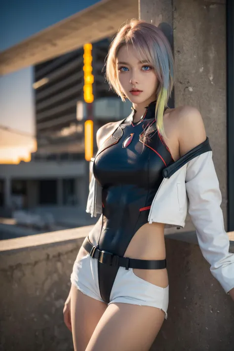 "((Highest quality,16K,High resolution,masterpiece:1.6)),ultra-detailed,Very detailed,(Realistic,photoRealistic,photo-Realistic:1.37), (Huge and stunning goddess shot, Very hot and sexy,((Short Hair)), Great beauty, Perfect balance, Beautiful body,((White beautiful skin,White skin:1.5)), Slim body beauty: 1.4),there is a woman in a red bikini and black leather Harness, Cyberpunk style outfit, Wearing a shiny breastplate, Cyberpunk Costume, Wear technical clothing and protective gear, I rode it a lot, Harnesses and garters, Wearing a sexy crop top, Funny Costumes, Post-apocalyptic atmosphere, Very sexy devil costume, Cyberpunk Angry Gorgeous Goddess, skintight red leather armor, Harness, Soft indirect lighting in the studio,((Delicate artwork on a dark grey background))、((A beautiful figure that stands out against a dark background))、