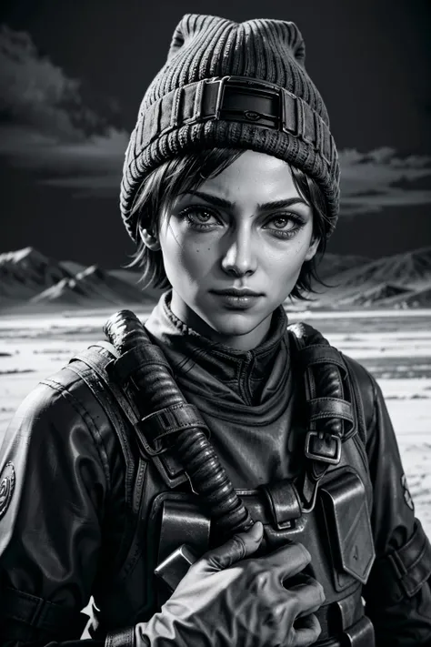 (masterpiece, best quality)
AnnaMetroExodus, solo, looking at viewer, short hair, gloves, hat, closed mouth, monochrome, upper body, greyscale, goggles, goggles on head, realistic, binoculars
<lora:epi_noiseoffset2:1>,  <lora:add_detail:0.7>,  <lora:AnnaMetroExodus:0.8>