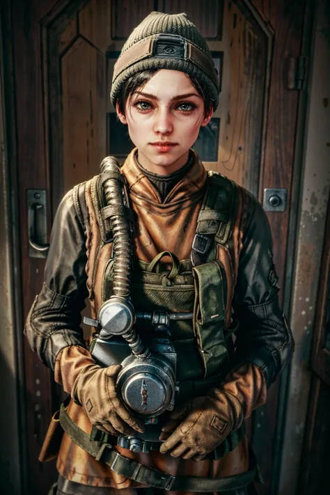 (masterpiece, best quality)
AnnaMetroExodus, 1girl, solo, looking at viewer, short hair, black hair, gloves, hat, closed mouth, upper body, bag, vest, lips, military, helmet, realistic, door, beanie, pilot
<lora:epi_noiseoffset2:1>,  <lora:add_detail:0.7>,  <lora:AnnaMetroExodus:1>