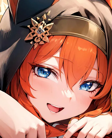 masterpiece,ultla highres,intricate detailed,perfect antomy,perfecteyes eyes,full body,<lora:chara-mari-v5b:1>,1girl,mari,halo,animal ear headwear,cat ears,hair ornament,blue eyes,orange hair,smile,open mouth,open eyes,<lora:locon_perfecteyes_v1_from_v1_64_32:0.6>,nun,