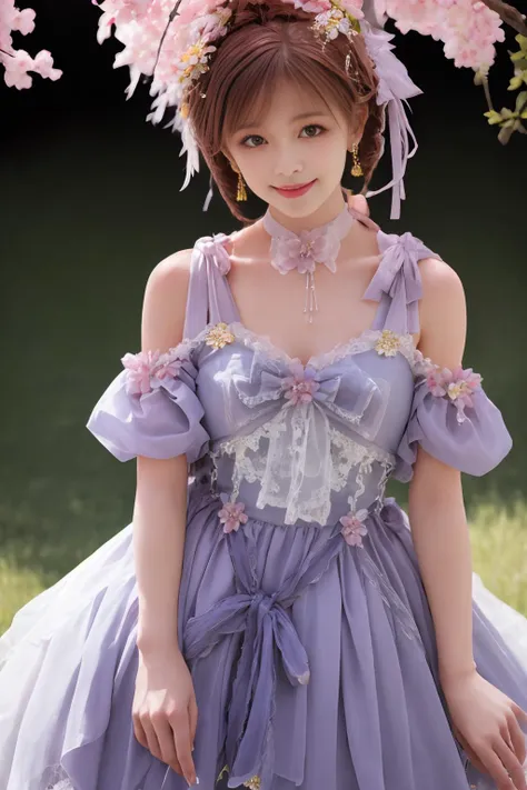 Prompt:1girl, realistic, photorealistic, masterpiece, best quality, ultra detailed, looking at viewer, smile, ta_dress, standing, cinematic lighting, in garden, cherry blossoms, <lora:shojovibe_v11:0.7>,<lora:lolishionDress_v11:0.6><lora:Yuri Sun:0.7> <lora:add_detail:0.3>,