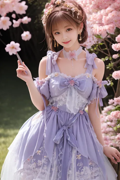 Prompt:1girl, realistic, photorealistic, masterpiece, best quality, ultra detailed, looking at viewer, smile, ta_dress, standing, cinematic lighting, in garden, cherry blossoms, <lora:shojovibe_v11:0.7>,<lora:lolishionDress_v11:0.6><lora:Yuri Sun:0.7> <lora:add_detail:0.3>,