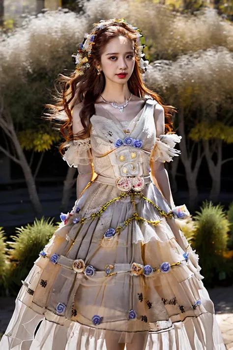 realistic,photorealistic,masterpiece,best quality,1girl,liuye,long black straight hair,solo,standing in garden,((arms behind back)),looking at viewer,white lolita_dress,(pureerosface_v1:0.5),<lora:lolitaFashionDress_floral_style3:0.7>,<lora:liuyeV177-000010:0.8>,