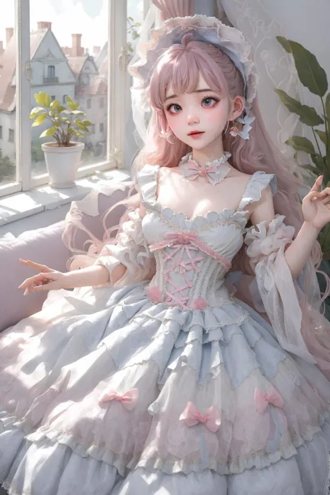 ((best quality, masterpiece)), ((style-swirlmagic):0.2), 1girl, ta_dress , mansion , living room, plants at window, embarrassed <lora:ArsEmbarrassed-t5:0.5>, blush , open mouth, <lora:more_details:-0.2>
, <lora:loliress_classic_1_v3:0.5> <lora:3DMM_V12:0.9>