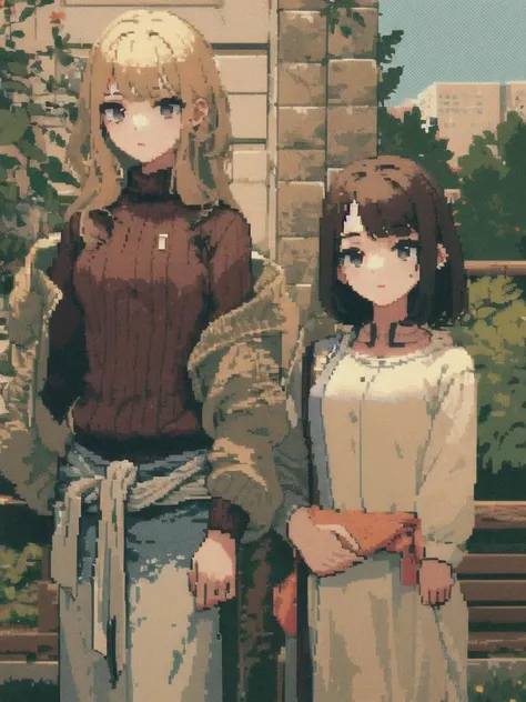 2girl,full_shot,Pixel art,masterpiece,best quality,high quality,ultra-detailed,best details,