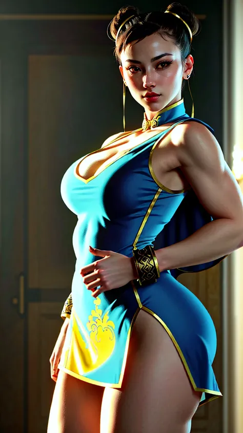 Meghan the Stallion as African American Chun-li, corpo musculoso e sexy, the iconic character from the sixth Street Fighter game. Capture your dynamic fighting stance and powerful kicks with exquisite detail. (roupa sexy, erotic costume, maior enfiado no bundao, xota marcada, seios grandes, seios grandes, chun-li gostosa erotica)« The image must be in high definition (hard disk) and rendered in stunning 8K resolution, mostrando todos os recursos e texturas intrincados. Pay special attention to the fine details of Chun-Li's costume, incluindo seu vestido qipao tradicional e penteado de chifre de boi exclusivo. Use dramatic lighting to increase the intensity of the scene, emphasizing your strength and determination. This photographic request aims to immortalize Chun-Li as a true work of art, mostrando sua beleza seu corpo malhado e gostosa, Grace and prowess in the martial arts. Pornographic Images