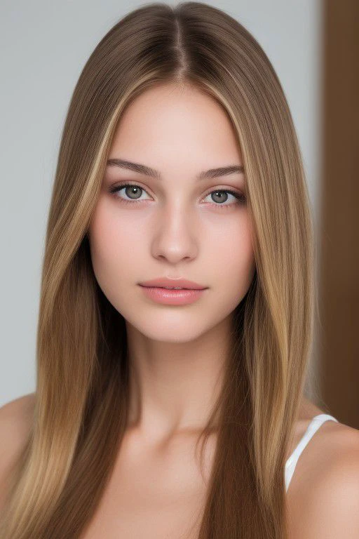 20 yo girl, slim, tall, brunette, hi-res, detailed skin, brown eyes, blonde hair extension